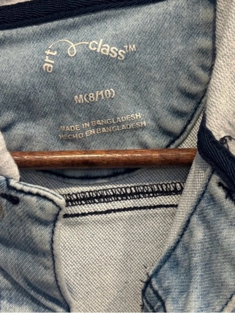 Art Class Kids Denim Hoodie Jacket Light Wash Gray Sleeves Size M 8/10
